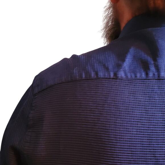 Stone Rose blue texture microcheck shirt xl abalone button casual refined preppy - Picture 11 of 13